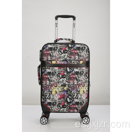 Patrón colorido equipaje impreso con ruedas